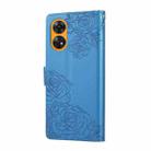 For OPPO Reno8 T 4G Rose Flower Embossed 3-Card Slots Leather Phone Case(Blue) - 3