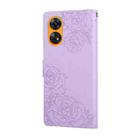 For OPPO Reno8 T 4G Rose Flower Embossed 3-Card Slots Leather Phone Case(Purple) - 3