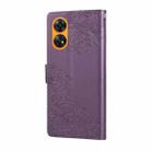 For OPPO Reno8 T 4G Rose Flower Embossed 3-Card Slots Leather Phone Case(Deep Purple) - 3