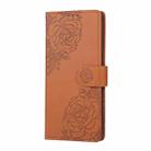 For OPPO Reno11 Pro Global Rose Flower Embossed 3-Card Slots Leather Phone Case(Brown) - 2