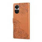 For OPPO Reno10 Pro+ Rose Flower Embossed 3-Card Slots Leather Phone Case(Brown) - 3