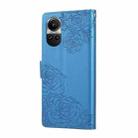For OPPO Reno10 Pro+ Rose Flower Embossed 3-Card Slots Leather Phone Case(Blue) - 3
