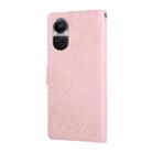 For OPPO Reno10 Pro+ Rose Flower Embossed 3-Card Slots Leather Phone Case(Pink) - 3