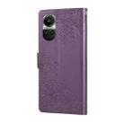 For OPPO Reno10 Pro+ Rose Flower Embossed 3-Card Slots Leather Phone Case(Deep Purple) - 3