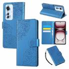 For OPPO Reno11 F Global / F25 Pro 5G Rose Flower Embossed 3-Card Slots Leather Phone Case(Blue) - 1