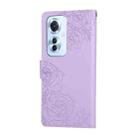 For OPPO Reno11 F Global / F25 Pro 5G Rose Flower Embossed 3-Card Slots Leather Phone Case(Purple) - 3