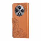 For OPPO Reno12 F 4G / 5G Rose Flower Embossed 3-Card Slots Leather Phone Case(Brown) - 3