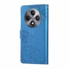For OPPO Reno12 F 4G / 5G Rose Flower Embossed 3-Card Slots Leather Phone Case(Blue) - 3