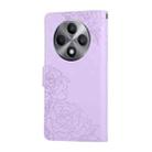 For OPPO Reno12 F 4G / 5G Rose Flower Embossed 3-Card Slots Leather Phone Case(Purple) - 3