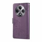 For OPPO Reno12 F 4G / 5G Rose Flower Embossed 3-Card Slots Leather Phone Case(Deep Purple) - 3