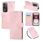 For OPPO A3 Pro 5G India Rose Flower Embossed 3-Card Slots Leather Phone Case(Pink) - 1