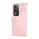 For OPPO A3 Pro 5G India Rose Flower Embossed 3-Card Slots Leather Phone Case(Pink) - 3