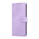 For OPPO A3 Pro 5G India Rose Flower Embossed 3-Card Slots Leather Phone Case(Purple) - 2