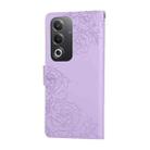 For OPPO A3 Pro 5G India Rose Flower Embossed 3-Card Slots Leather Phone Case(Purple) - 3