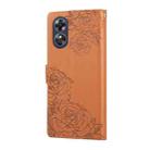 For OPPO A17 4G / A17k Global Rose Flower Embossed 3-Card Slots Leather Phone Case(Brown) - 3