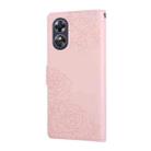 For OPPO A17 4G / A17k Global Rose Flower Embossed 3-Card Slots Leather Phone Case(Pink) - 3