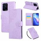 For OPPO A55 4G / 5G / A54 4G Rose Flower Embossed 3-Card Slots Leather Phone Case(Purple) - 1