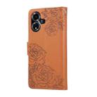 For OPPO A59 5G Global Rose Flower Embossed 3-Card Slots Leather Phone Case(Brown) - 3