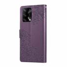 For OPPO A74 4G / F19 4G / Reno6 Lite Rose Flower Embossed 3-Card Slots Leather Phone Case(Deep Purple) - 3