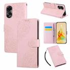 For OPPO A78 4G Rose Flower Embossed 3-Card Slots Leather Phone Case(Pink) - 1