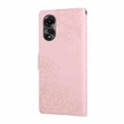 For OPPO A78 4G Rose Flower Embossed 3-Card Slots Leather Phone Case(Pink) - 3