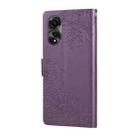 For OPPO A78 4G Rose Flower Embossed 3-Card Slots Leather Phone Case(Deep Purple) - 3