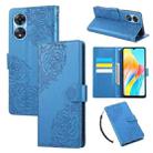 For OPPO A78 5G Rose Flower Embossed 3-Card Slots Leather Phone Case(Blue) - 1