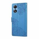 For OPPO A78 5G Rose Flower Embossed 3-Card Slots Leather Phone Case(Blue) - 3