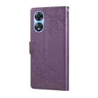 For OPPO A78 5G Rose Flower Embossed 3-Card Slots Leather Phone Case(Deep Purple) - 3
