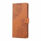 For OPPO A79 5G Rose Flower Embossed 3-Card Slots Leather Phone Case(Brown) - 2