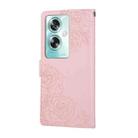 For OPPO A79 5G Rose Flower Embossed 3-Card Slots Leather Phone Case(Pink) - 3