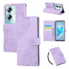 For OPPO A79 5G Rose Flower Embossed 3-Card Slots Leather Phone Case(Purple) - 1