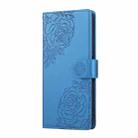 For OPPO A1 5G / A98 5G Rose Flower Embossed 3-Card Slots Leather Phone Case(Blue) - 2