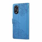 For OPPO A1 5G / A98 5G Rose Flower Embossed 3-Card Slots Leather Phone Case(Blue) - 3