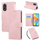 For OPPO A1 5G / A98 5G Rose Flower Embossed 3-Card Slots Leather Phone Case(Pink) - 1