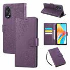 For OPPO A1 5G / A98 5G Rose Flower Embossed 3-Card Slots Leather Phone Case(Deep Purple) - 1