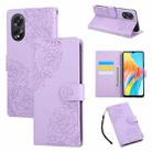 For OPPO A1 Pro Rose Flower Embossed 3-Card Slots Leather Phone Case(Purple) - 1
