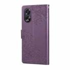 For OPPO A1 Pro Rose Flower Embossed 3-Card Slots Leather Phone Case(Deep Purple) - 3