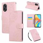 For OPPO A58 4G Rose Flower Embossed 3-Card Slots Leather Phone Case(Pink) - 1