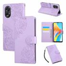 For OPPO A58 4G Rose Flower Embossed 3-Card Slots Leather Phone Case(Purple) - 1