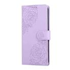 For OPPO A58 4G Rose Flower Embossed 3-Card Slots Leather Phone Case(Purple) - 2