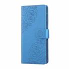 For OPPO Reno8 Pro 5G Rose Flower Embossed 3-Card Slots Leather Phone Case(Blue) - 2
