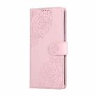 For OPPO Reno8 Pro 5G Rose Flower Embossed 3-Card Slots Leather Phone Case(Pink) - 2