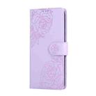 For OPPO Reno8 Pro 5G Rose Flower Embossed 3-Card Slots Leather Phone Case(Purple) - 2