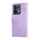 For OPPO Reno8 Pro 5G Rose Flower Embossed 3-Card Slots Leather Phone Case(Purple) - 3
