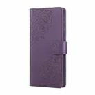 For OPPO Reno8 Pro 5G Rose Flower Embossed 3-Card Slots Leather Phone Case(Deep Purple) - 2