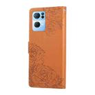 For OPPO Reno7 Pro 5G Rose Flower Embossed 3-Card Slots Leather Phone Case(Brown) - 3