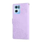 For OPPO Reno7 Pro 5G Rose Flower Embossed 3-Card Slots Leather Phone Case(Purple) - 3