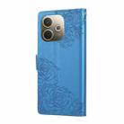 For OPPO A5 Pro 5G Global Rose Flower Embossed 3-Card Slots Leather Phone Case(Blue) - 3