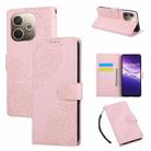 For OPPO A5 Pro 5G Global Rose Flower Embossed 3-Card Slots Leather Phone Case(Pink) - 1